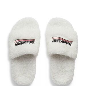 Balenciaga White Fur Slides